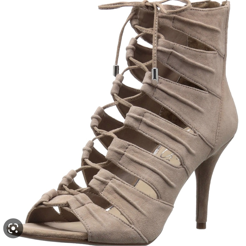 JESSICA SIMPSON LACE-UP DRESS PUMP SANDALS, TOTALLY TAUPE